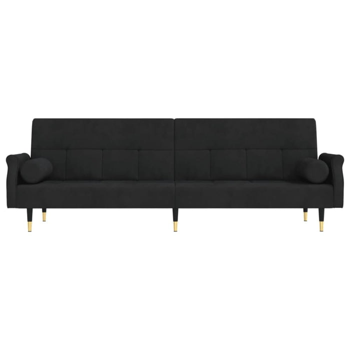 Sofa Bed with Cushions Black Velvet Tponlo