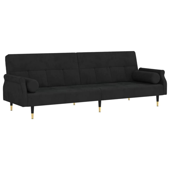 Sofa Bed with Cushions Black Velvet Tponlo