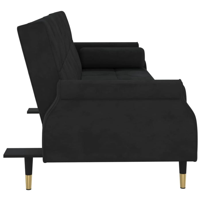 Sofa Bed with Cushions Black Velvet Tponlo