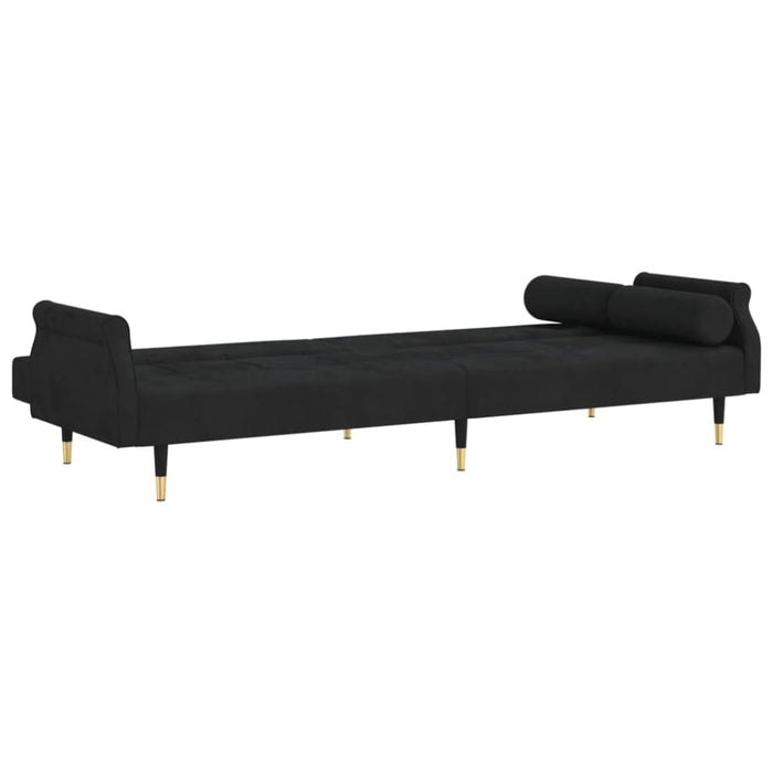 Sofa Bed with Cushions Black Velvet Tponlo