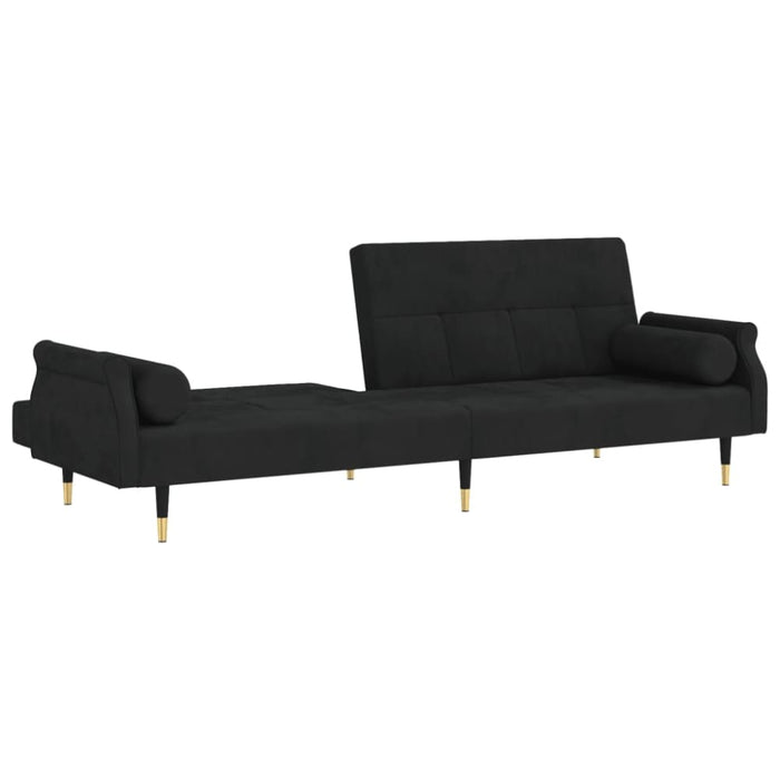 Sofa Bed with Cushions Black Velvet Tponlo