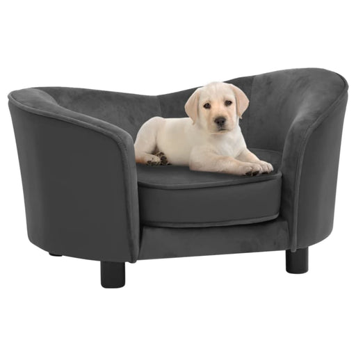 Dog Sofa Dark Grey Plush And Faux Leather Oiobtt