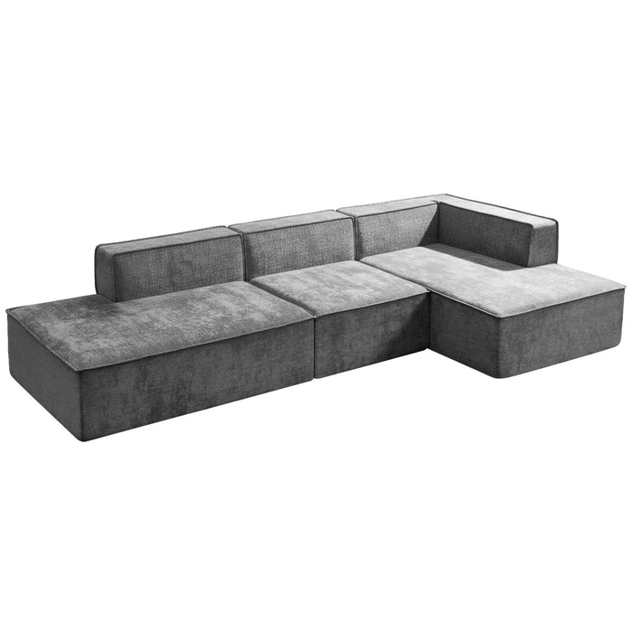Vani 3 Seater Modular Sofa Set - Dark Grey