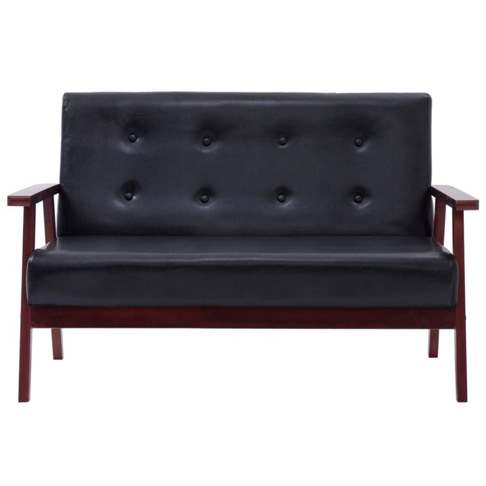 Sofa Set 2 Piece Black Faux Leather Xintkp