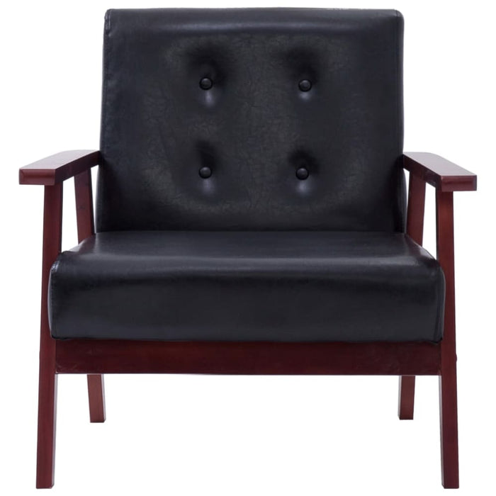 Sofa Set 2 Piece Black Faux Leather Xintkp