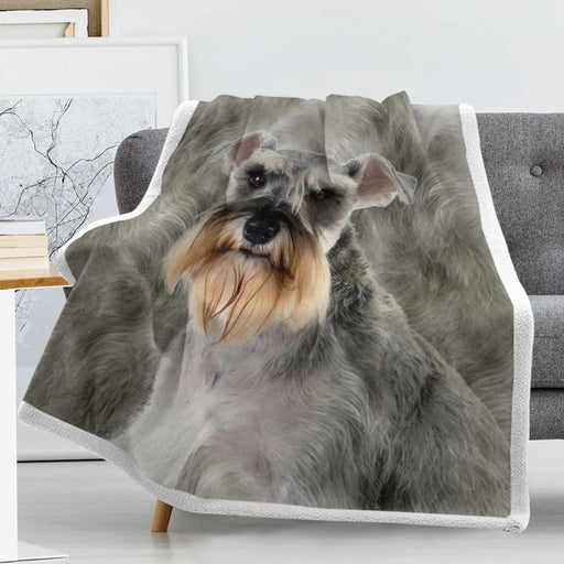 Soft Grey Schnauzer Throw Blanket Sherpa For Couch Or Bed