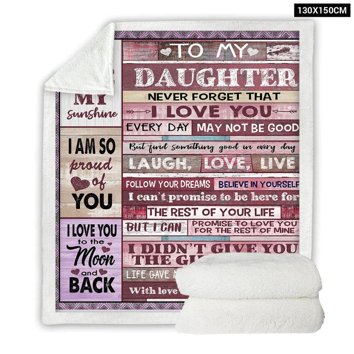 Soft Pink Daughter Letter Throw Blanket Sea Turtle Design