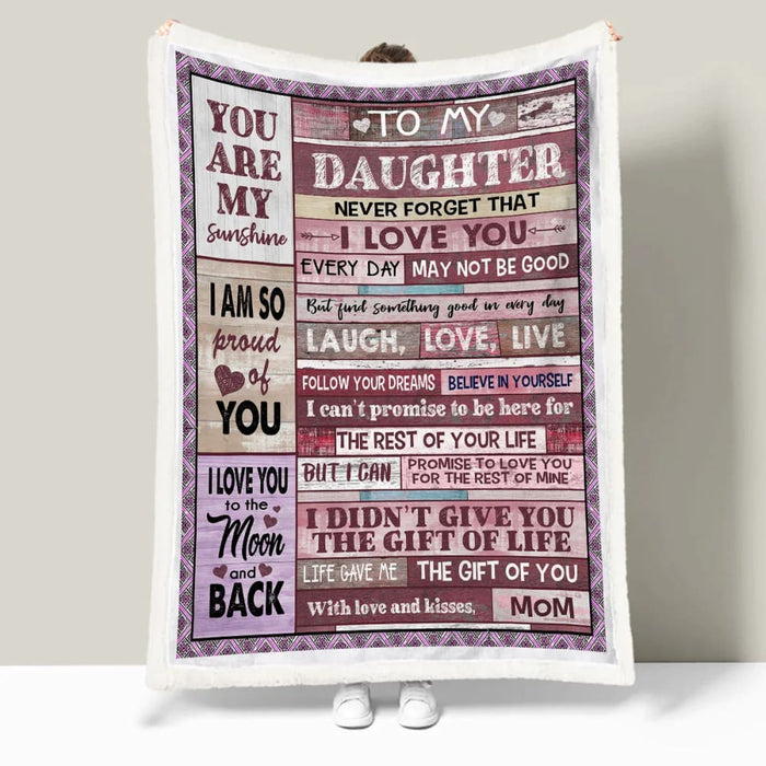 Soft Pink Daughter Letter Throw Blanket Sea Turtle Design