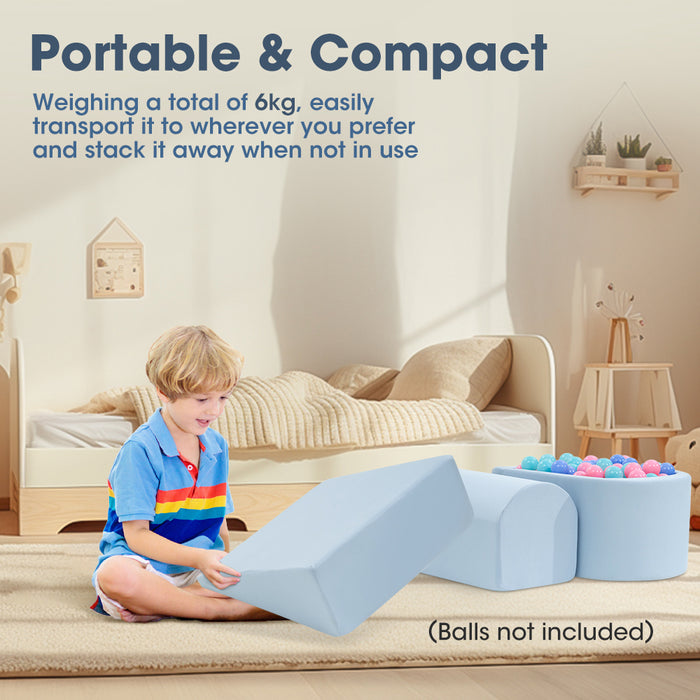 Kids Climb Crawl Foam Play Set Soft Play Set Activity Toys 5Pc Blue