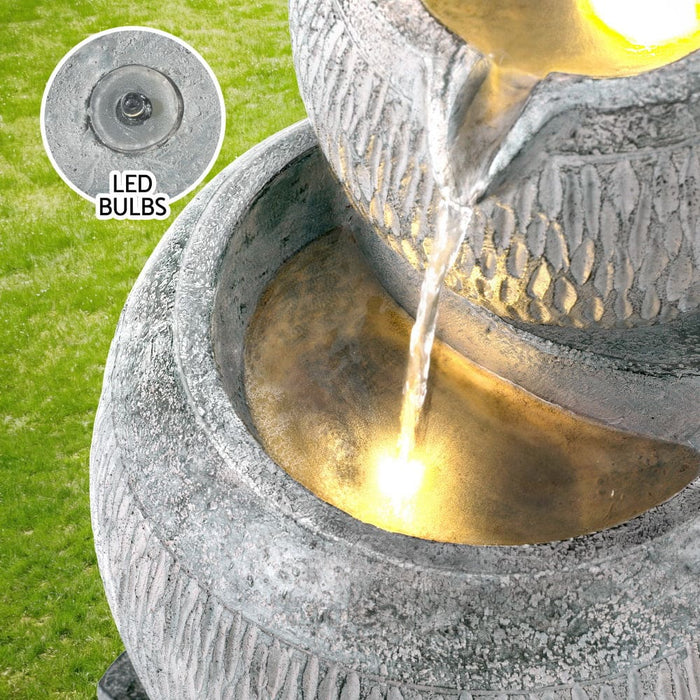 Solar Fountain Water Feature Bird Bath Garden Led Light