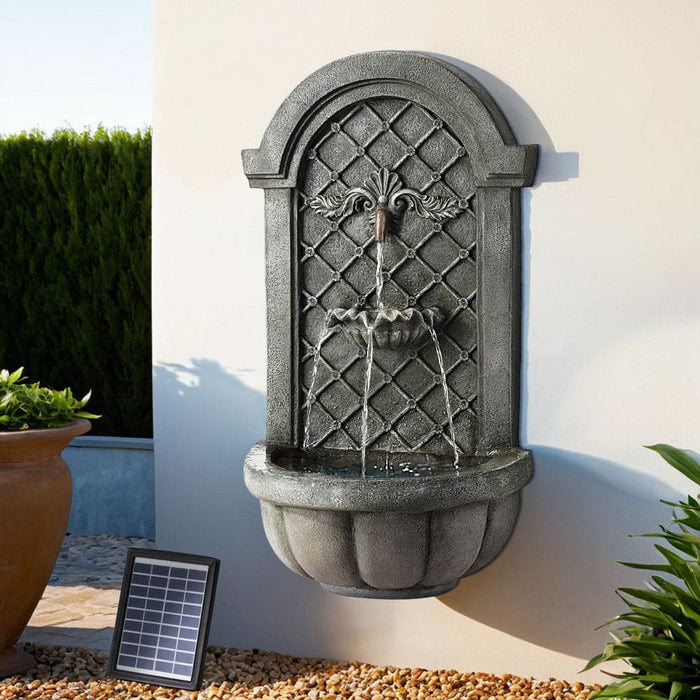 Solar Fountain Water Feature Wall Mount Garden Fountains