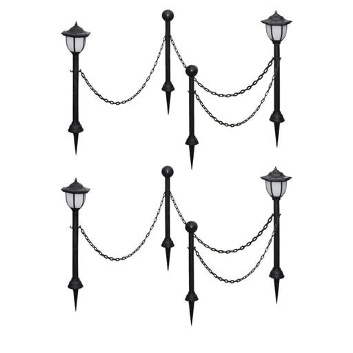 Solar Lights 4 Pcs With Chain Fence And Poles Xiiook
