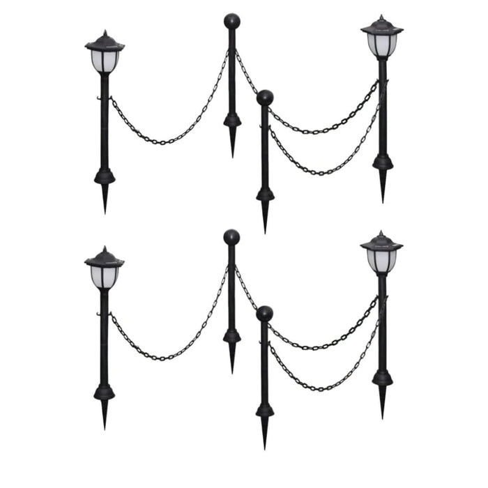 Solar Lights 4 Pcs with Chain Fence and Poles Xiiook