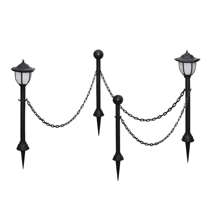 Solar Lights 4 Pcs with Chain Fence and Poles Xiiook