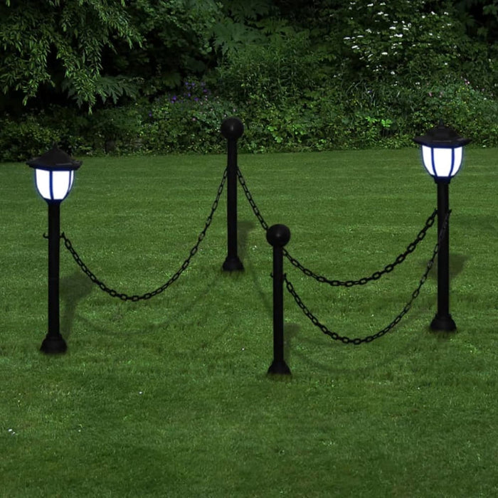 Solar Lights 4 Pcs with Chain Fence and Poles Xiiook