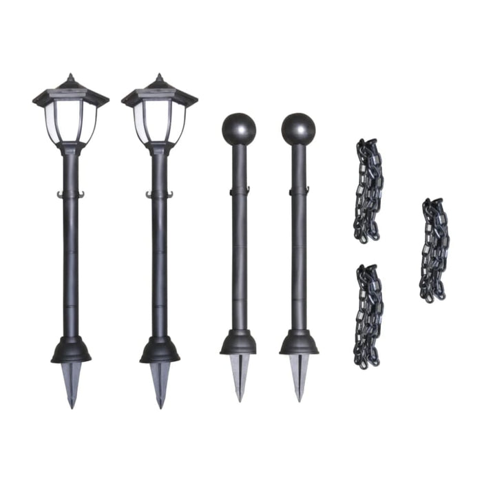 Solar Lights 4 Pcs with Chain Fence and Poles Xiiook