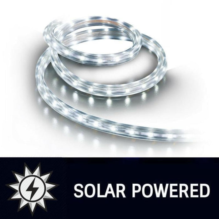 10m Led Solar Powered Rope Light Cool White 8 Functions