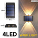 Solar Wall Lamp Outdoor 4led Warm Light Waterproof Up