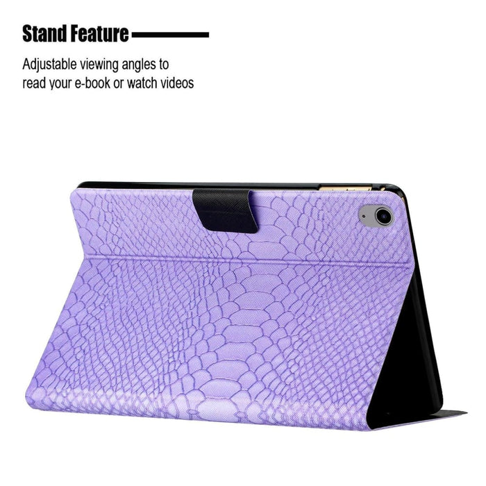 Solid Colour Crocodile Texture Leather Smart Tablet Case