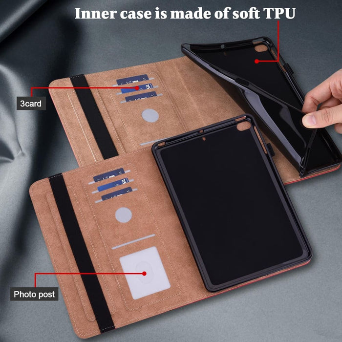 Solid Colour Embossed Striped Leather Tablet Case For Ipad