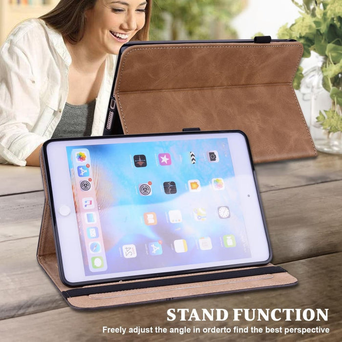 Solid Colour Embossed Striped Leather Tablet Case For Ipad