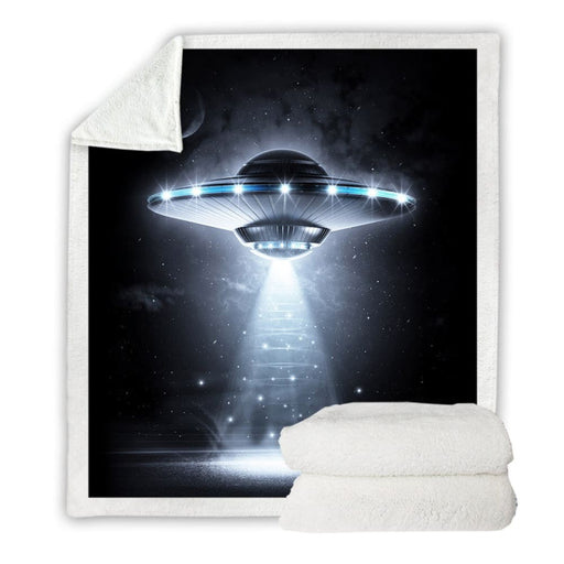 Spaceship Throw Blanket 3d Alien Bedding Dirigible Home