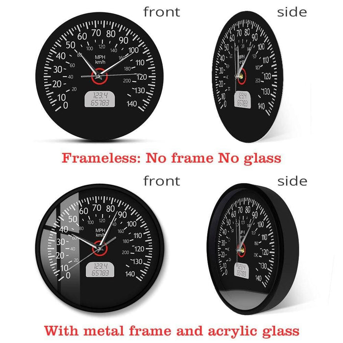 Speedometer Kilometers and Miles Printed Wall Clock Racing