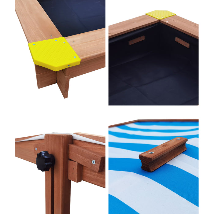 Kids Sandpit Outdoor Toys Wooden Sandbox Beach Play Box Children Canopy