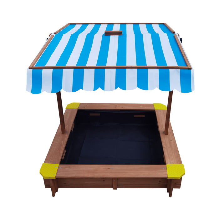 Kids Sandpit Outdoor Toys Wooden Sandbox Beach Play Box Children Canopy