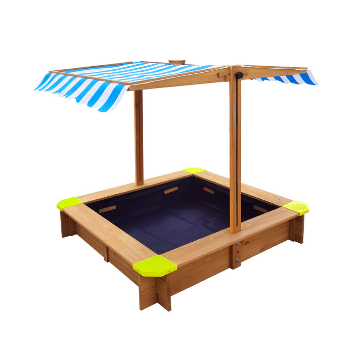 Kids Sandpit Outdoor Toys Wooden Sandbox Beach Play Box Children Canopy