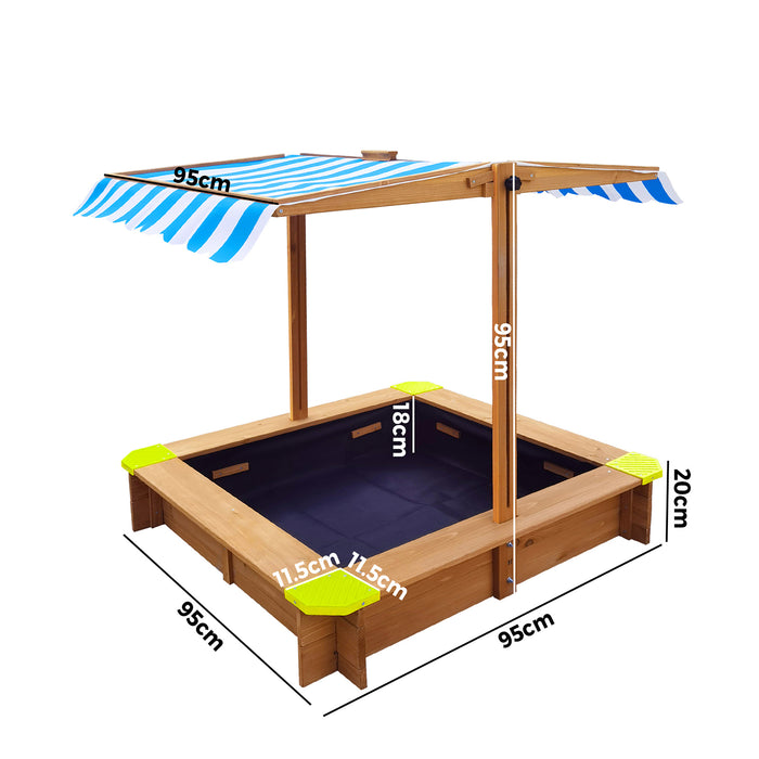 Kids Sandpit Outdoor Toys Wooden Sandbox Beach Play Box Children Canopy