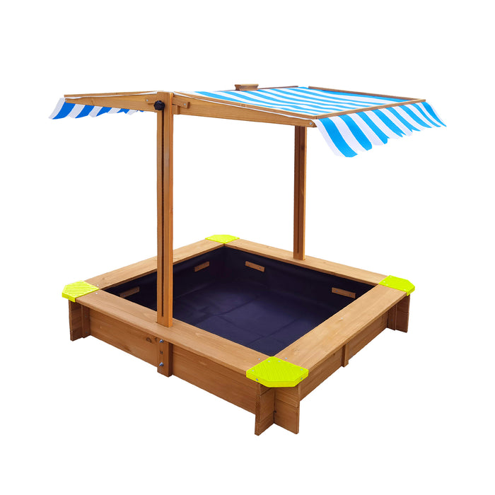 Kids Sandpit Outdoor Toys Wooden Sandbox Beach Play Box Children Canopy