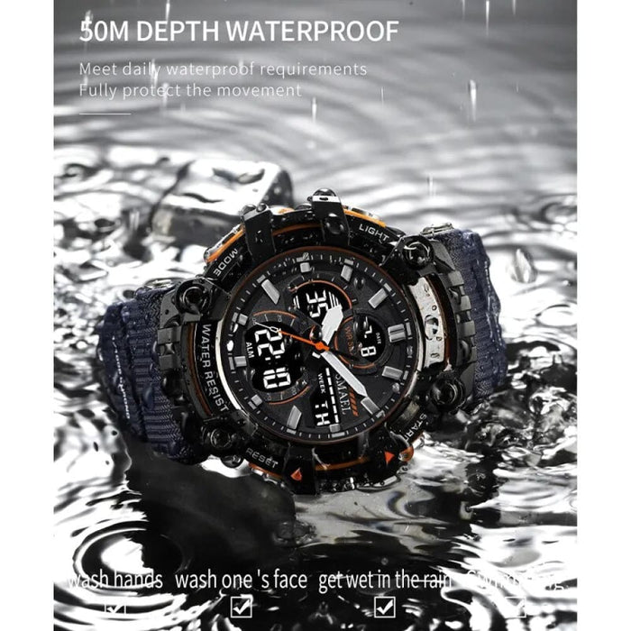Sport Men Quartz Wrist Waterproof Dual Time Display