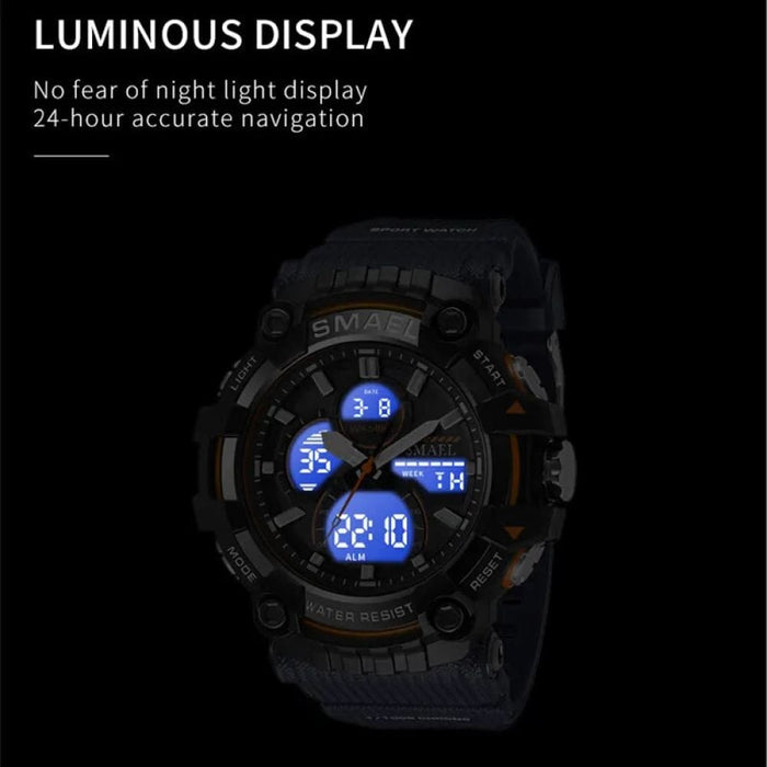 Sport Men Quartz Wrist Waterproof Dual Time Display