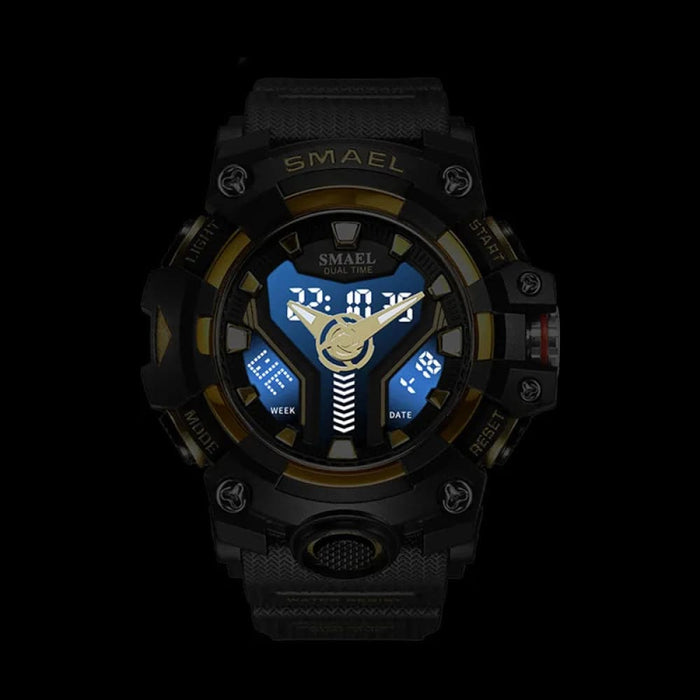Sport Watch Dual Time for Men Shock Resistant Led Light