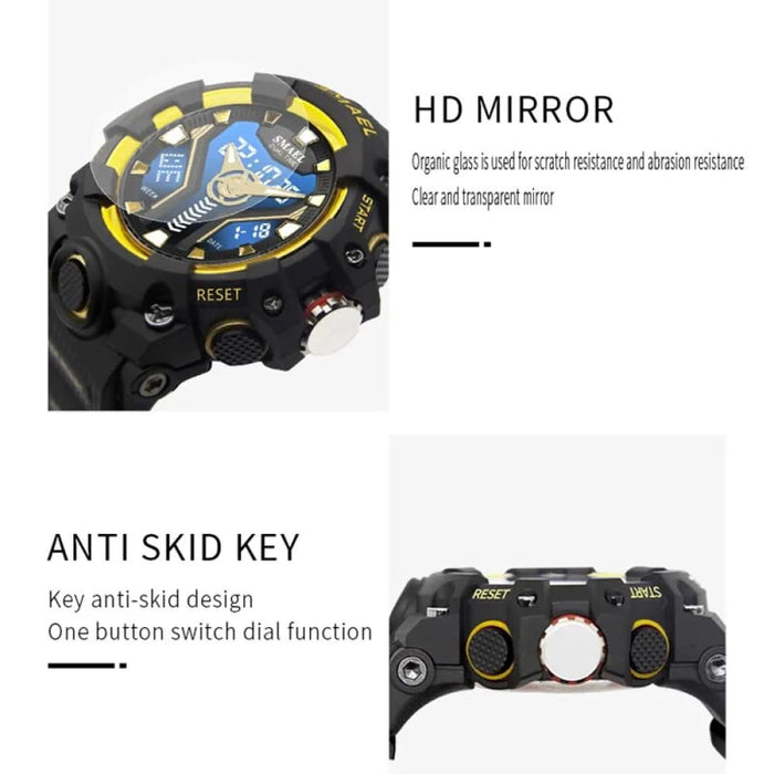 Sport Watch Dual Time for Men Shock Resistant Led Light