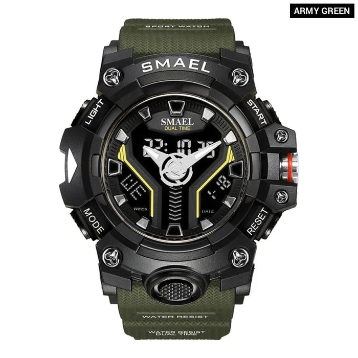 Sport Watch Dual Time for Men Shock Resistant Led Light