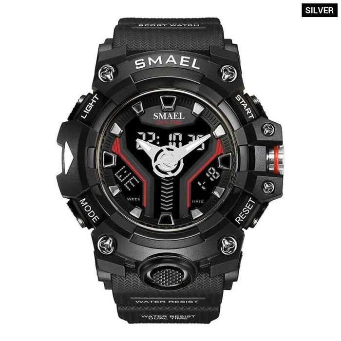 Sport Watch Dual Time for Men Shock Resistant Led Light