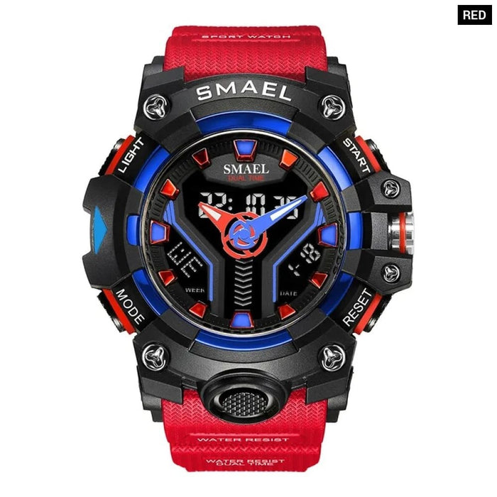 Sport Watch Dual Time for Men Shock Resistant Led Light