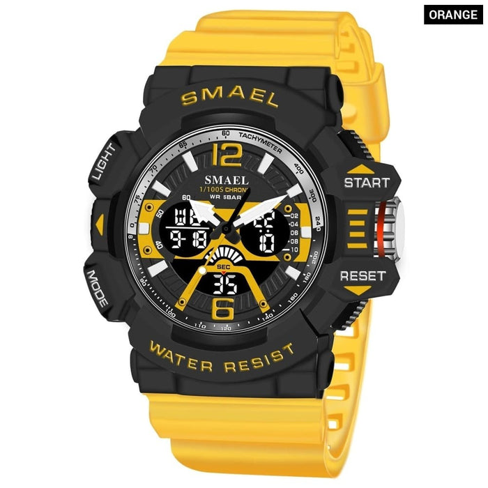 Sport Watch Men 50m Waterproof Wrist Dual Time Display