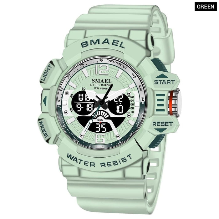 Sport Watch Men 50m Waterproof Wrist Dual Time Display