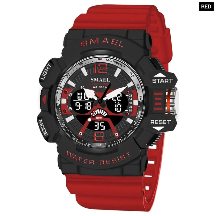 Sport Watch Men 50m Waterproof Wrist Dual Time Display