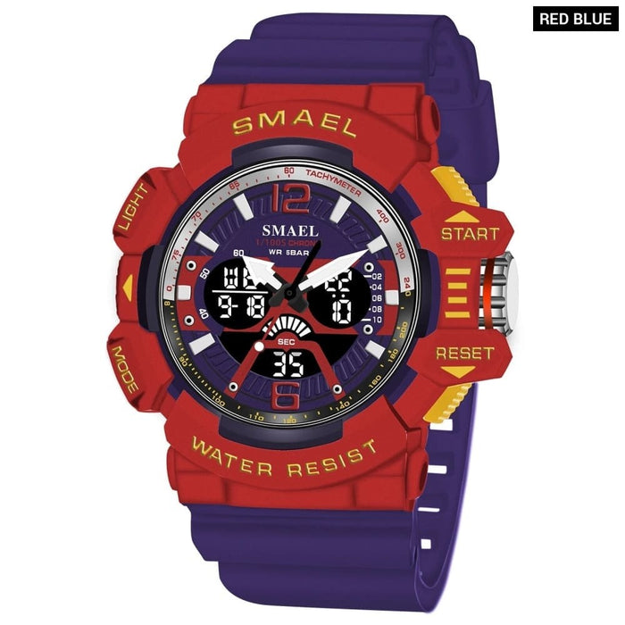 Sport Watch Men 50m Waterproof Wrist Dual Time Display