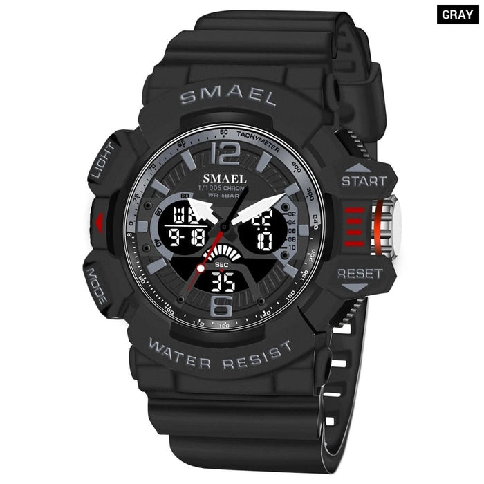 Sport Watch Men 50m Waterproof Wrist Dual Time Display