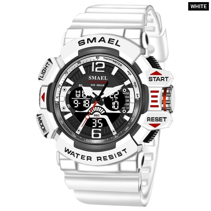 Sport Watch Men 50m Waterproof Wrist Dual Time Display