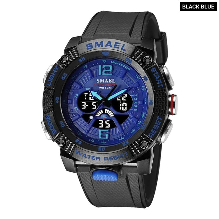 Men Sport Waterproof Digital Led Display Quartz Analog