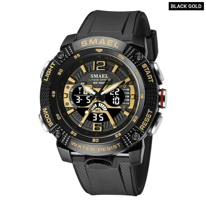 Men Sport Waterproof Digital Led Display Quartz Analog