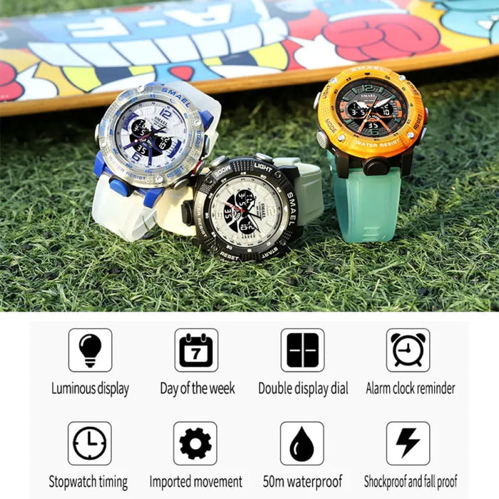 Men Sport Waterproof Digital Led Display Quartz Analog