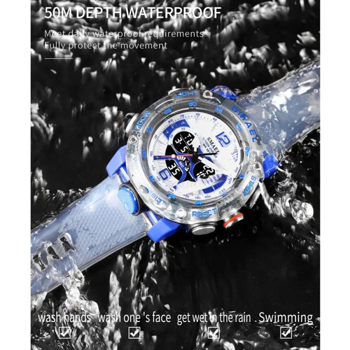 Men Sport Waterproof Digital Led Display Quartz Analog