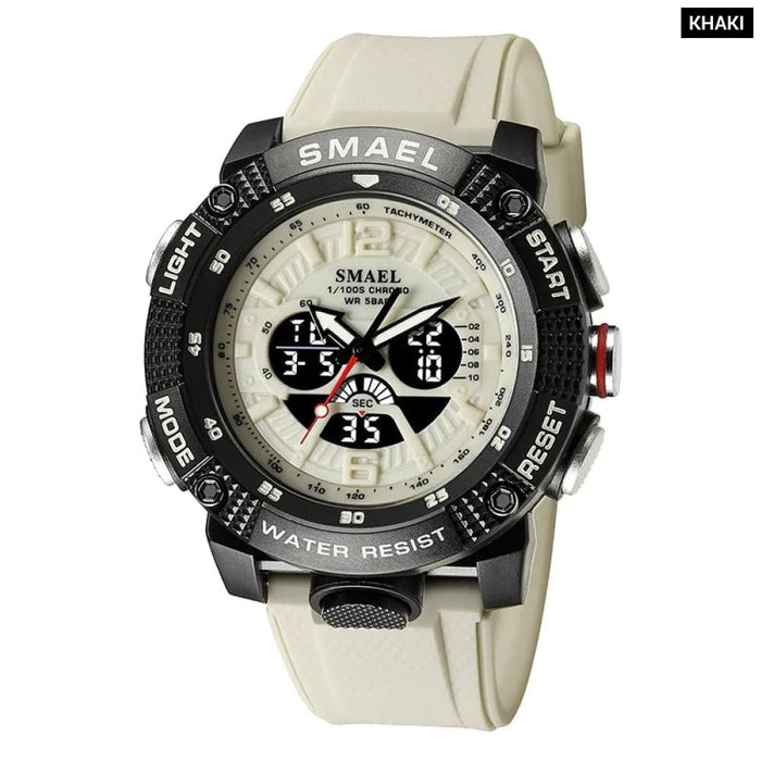 Men Sport Waterproof Digital Led Display Quartz Analog